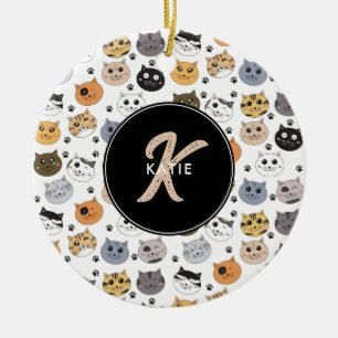 Kleurrijke Leuke Grappige Katten & Paw Patroon Mon Keramisch Ornament
