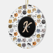 Kleurrijke Leuke Grappige Katten & Paw Patroon Mon Keramisch Ornament (Links)