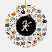 Kleurrijke Leuke Grappige Katten & Paw Patroon Mon Keramisch Ornament (Achterkant)