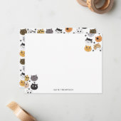 Kleurrijke Leuke Grappige Katten & Paw Patroon Notitiekaartje (Voorkant / Achterkant in situ)