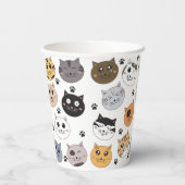 Kleurrijke Leuke Grappige Katten & Paw Patroon Papieren Bekers (Achterkant)