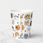 Kleurrijke Leuke Grappige Katten & Paw Patroon Papieren Bekers (Rechts)