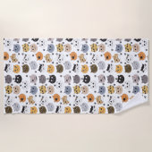 Kleurrijke Leuke Grappige Katten & Paw Patroon Strandlaken (Voorkant)