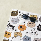 Kleurrijke Leuke Grappige Katten & Paw Patroon Strandlaken (In situ)