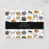 Kleurrijke Leuke Grappige Katten & Paw Patroon Visitekaartje (Voorkant)