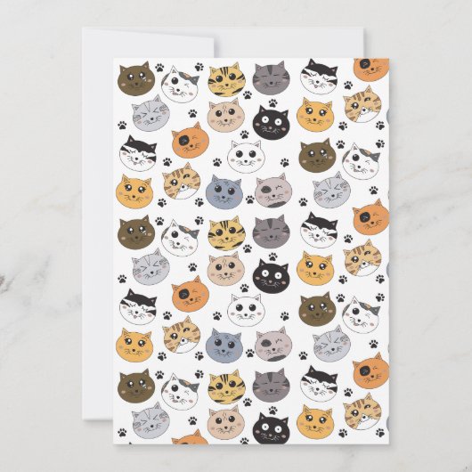Kleurrijke Leuke Grappige Katten & Paw Verjaardag Kaart (Achterkant)