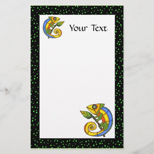 Kleurrijke Leuke Hagedis op een Branch Briefpapier (Voorkant)