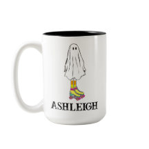 Kleurrijke Leuke Halloween Ghost Met Roller Schaat