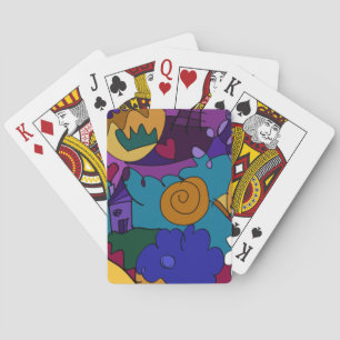 Kleurrijke, leuke hand getekende Doodle Art Pokerkaarten