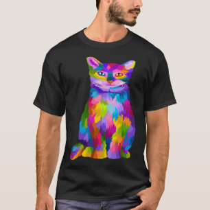 Kleurrijke Leuke Kat Eigenaren Graphic Kat T-shirt