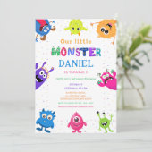 Kleurrijke Leuke Kleine Monster Verjaardagsfeest Kaart (Staand voorkant)