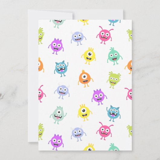 Kleurrijke Leuke Kleine Monster Verjaardagsfeest Kaart (Achterkant)