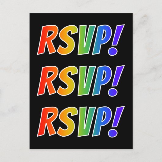 Kleurrijke, leuke, levendige regenboogletters "RSV Briefkaart (Voorkant)