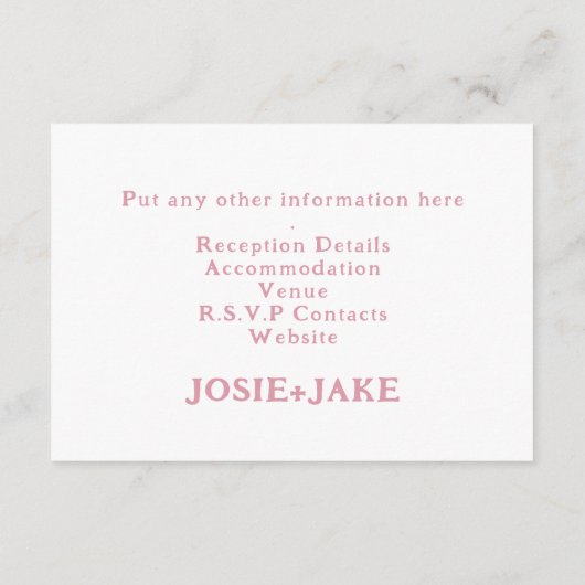 Kleurrijke leuke macarons bruiloft Details Informatiekaartje (Achterkant)