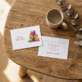Kleurrijke leuke macarons bruiloft Details Informatiekaartje