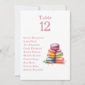 Kleurrijke leuke macarons Tafelnummer Zitenkaart (Voorkant)