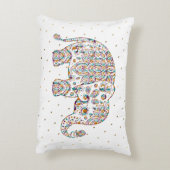 Kleurrijke Leuke Olifant Bloemen Paisley Accent Kussen (Achterkant (Verticaal))