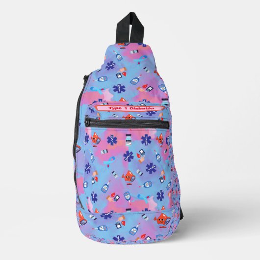 Kleurrijke Leuke Print Type 1 Diabetisch Sling Bag (Voorkant)