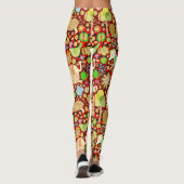 Kleurrijke Leuke Retro Bloemen & Dieren Patroon Leggings (Achterkant)