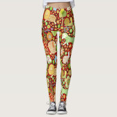 Kleurrijke Leuke Retro Bloemen & Dieren Patroon Leggings (Voorkant)