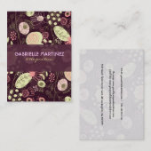 Kleurrijke Leuke Retro Bloemen Visitekaartsjabloon Visitekaartje (Voorkant / Achterkant)