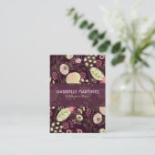 Kleurrijke Leuke Retro Bloemen Visitekaartsjabloon Visitekaartje (Staand voorkant)