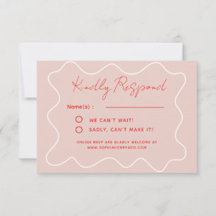 Kleurrijke leuke retro grillige minimalistische br RSVP kaartje
