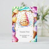 Kleurrijke Leuke Schep Ijs Verjaardag Bedankkaart (Staand voorkant)