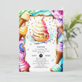 Kleurrijke Leuke Schep Ijs Verjaardag Kaart (Staand voorkant)