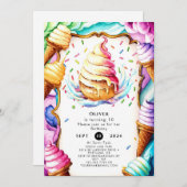 Kleurrijke Leuke Schep Ijs Verjaardag Kaart (Voorkant / Achterkant)