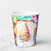 Kleurrijke Leuke Schep Ijs Verjaardag Papieren Bekers (Voorkant)