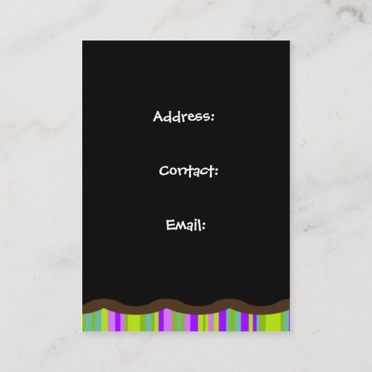 Kleurrijke leuke vilten cupcake visitekaartjes (Achterkant)