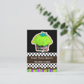 Kleurrijke leuke vilten cupcake visitekaartjes (Staand voorkant)