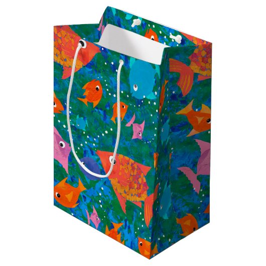 Kleurrijke Leuke Vis in het Zee Medium Gift Bag Cadeauzakje (Voorkant Gekanteld)