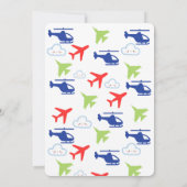 Kleurrijke Leuke Vliegtuigen, Jongen Eerste Verjaa Kaart (Achterkant)