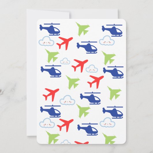 Kleurrijke Leuke Vliegtuigen, Jongen Eerste Verjaa Kaart (Achterkant)