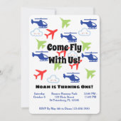 Kleurrijke Leuke Vliegtuigen, Jongen Eerste Verjaa Kaart (Voorkant)