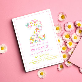 Kleurrijke Leuke Vlinder 2e Verjaardag Uitnodiging