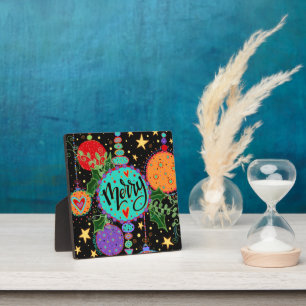 Kleurrijke leuke vrolijke Ornamenten kerstvakantie Fotoplaat