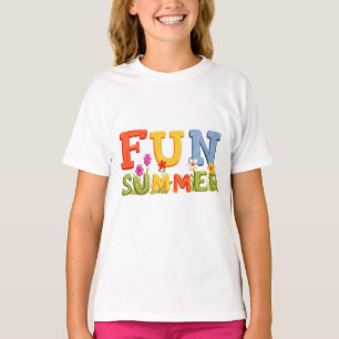 Kleurrijke Leuke Zomer Tekst met Bloemen T-shirt