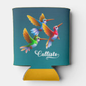 Kleurrijke levende vogels in de vlucht blikjeskoeler (Achterkant)