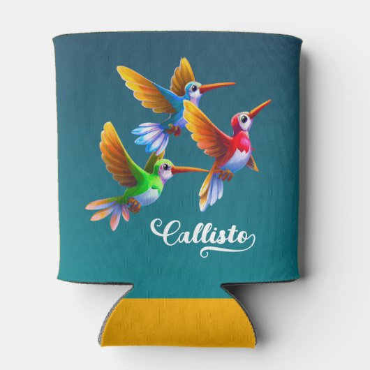 Kleurrijke levende vogels in de vlucht blikjeskoeler (Achterkant)