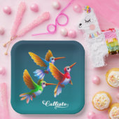 Kleurrijke levende vogels in de vlucht papieren bordje (Feest)