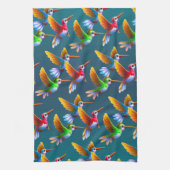 Kleurrijke levende vogels in de vlucht theedoek (Verticaal)