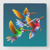 Kleurrijke levende vogels in de vlucht vierkante klok (Voorkant)