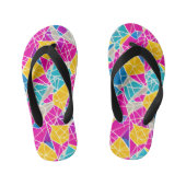 Kleurrijke levendige Abstracte geometrische vormen Kinder Teenslippers (Voetbed)