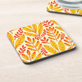 Kleurrijke levendige bladmozaïek bladeren patroon bier onderzetter (Linkerzijde)