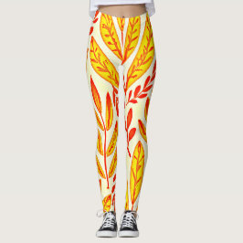 Kleurrijke levendige bladmozaïek bladeren patroon leggings
