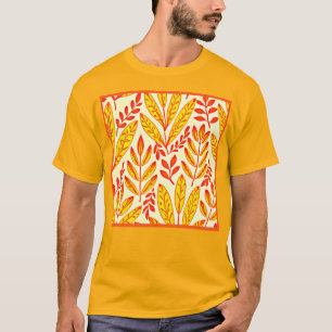 Kleurrijke levendige bladmozaïek bladeren patroon t-shirt