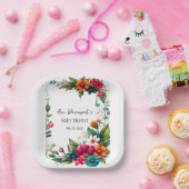 Kleurrijke levendige bloemen Baby in bloesemdouche Papieren Bordje (Feest)